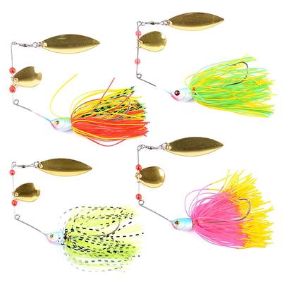Deoway Spinnerbait 4-piece Set Bass Fishing Lure Tandem Willow Blade Rubber Skirt Hooks 5 7oz Spinnerbaits. Featuring Blades Skirts Suitable Including