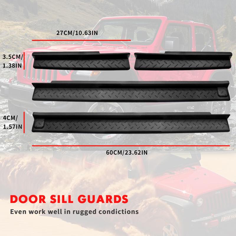 4pcs car door sill guard kit For 2007-2018 Jeep Wrangler JK car door sill stepping rubber protection accessories