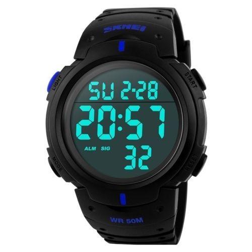 

Led Herrenuhr Skmei Digital Sport Wasserdicht Schwarz Armbanduhr Datum Mit Blue
