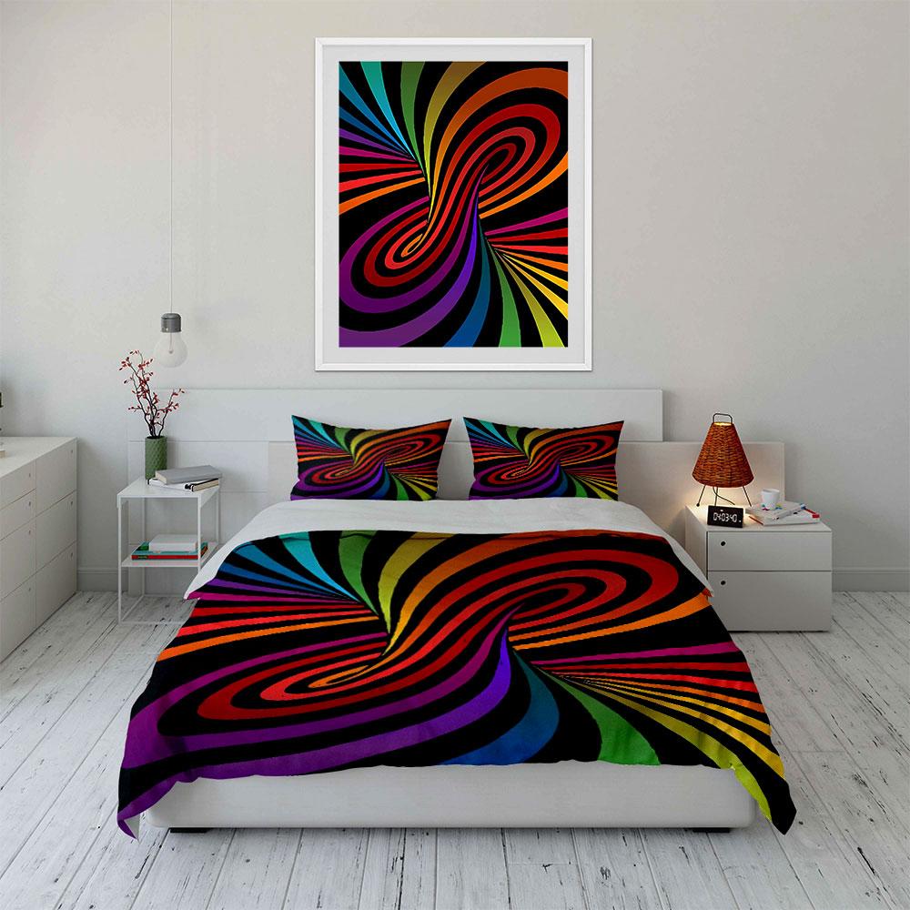 Colorful Psychedelic Home Decor Set Bedding Set with 1 Duvet Cover 2 Pillowcases Single Double King Queen, Gift
