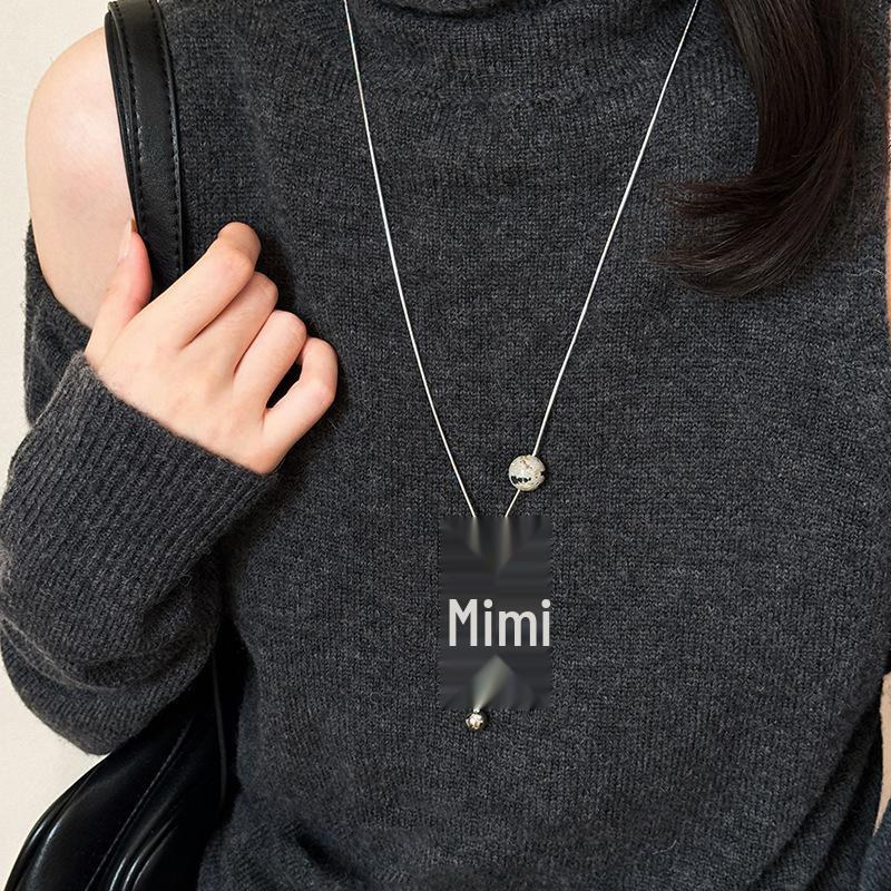 Vintage Tiger Eye Stone Cross Pendant Necklace with Sweater Chain Design