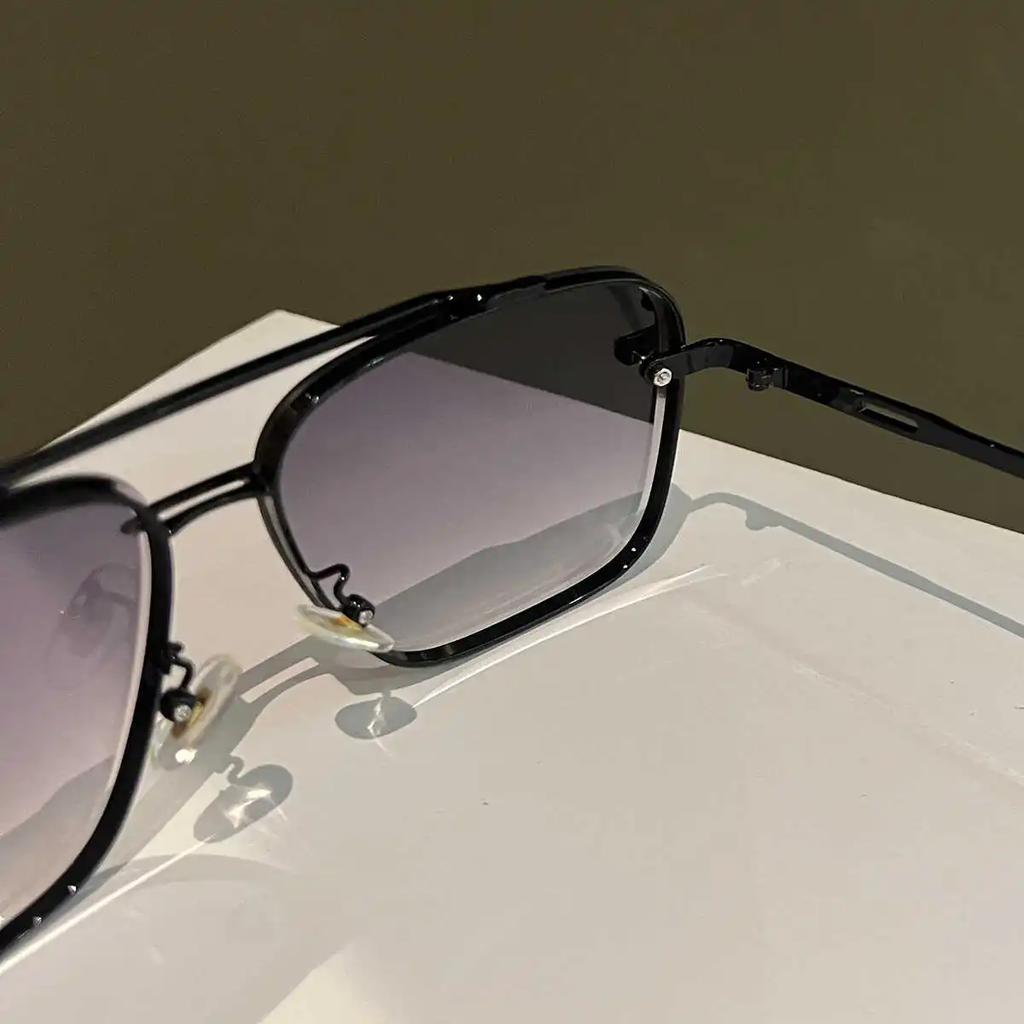 New Gradient Sunglasses for Men Fashion Metal Big Frame Sun Glasses Brand Design Luxury Lunette eil Homme