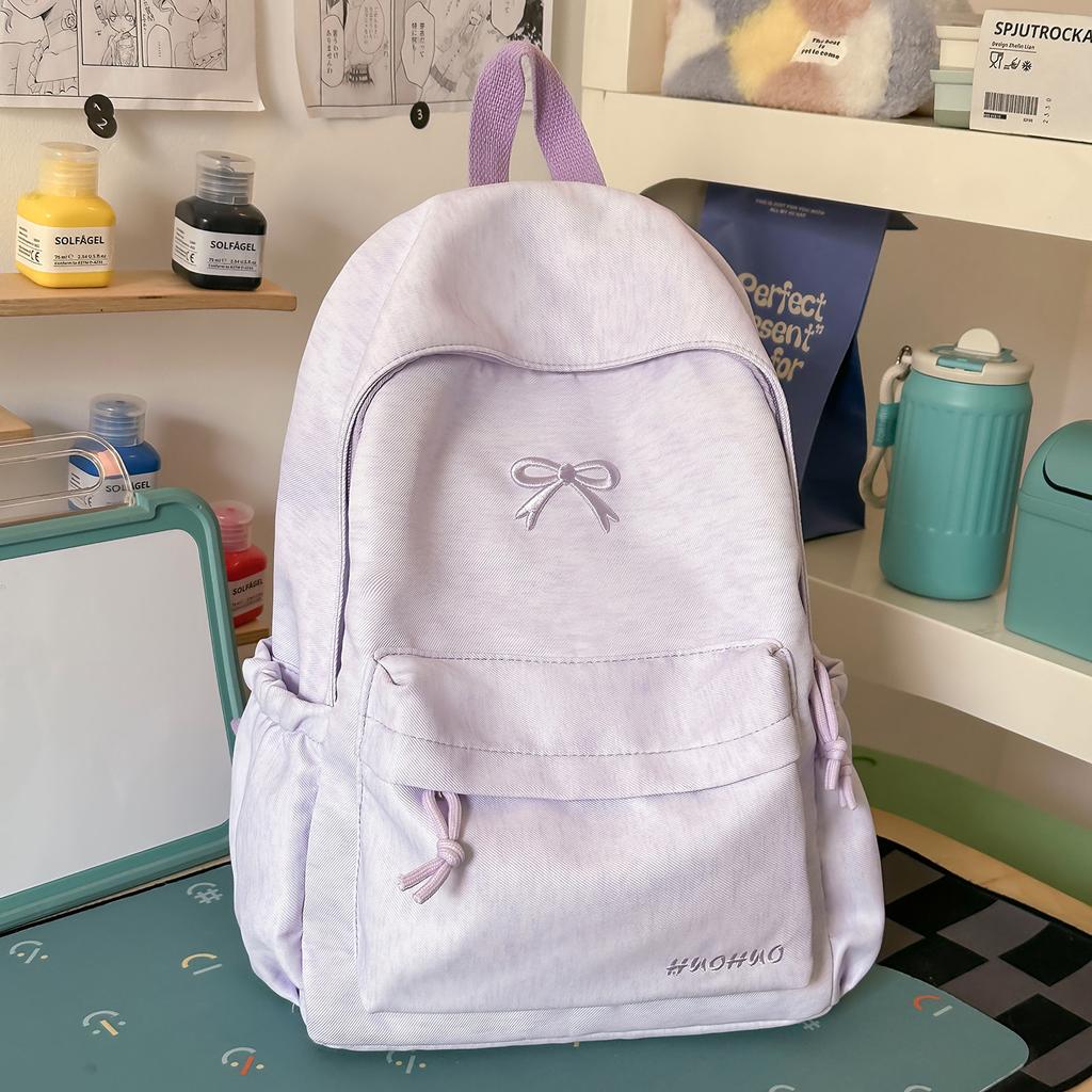 Schultasche Japanisch süße Schleife Rucksack weiblich Grund- und Sekundarschüler leichte Schultasche aus koreanischer Version einfarbig Reisen