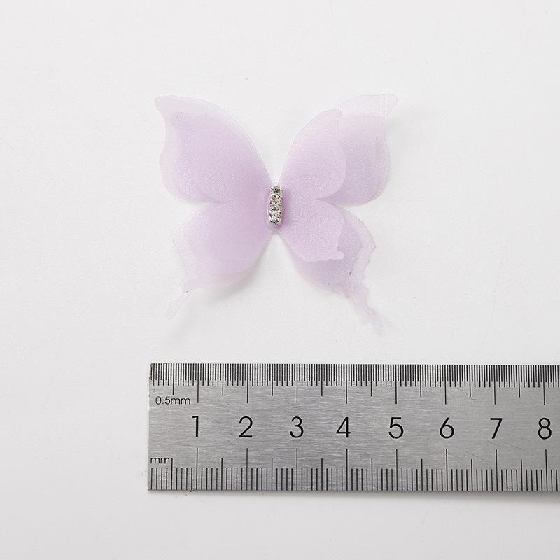 10 Stück Farbverlauf Organza Stoff Schmetterling Applikationen 3D 5CM Chiffon Schmetterling Verträumt Durchscheinend DIY Nähen Basteln Dekoration