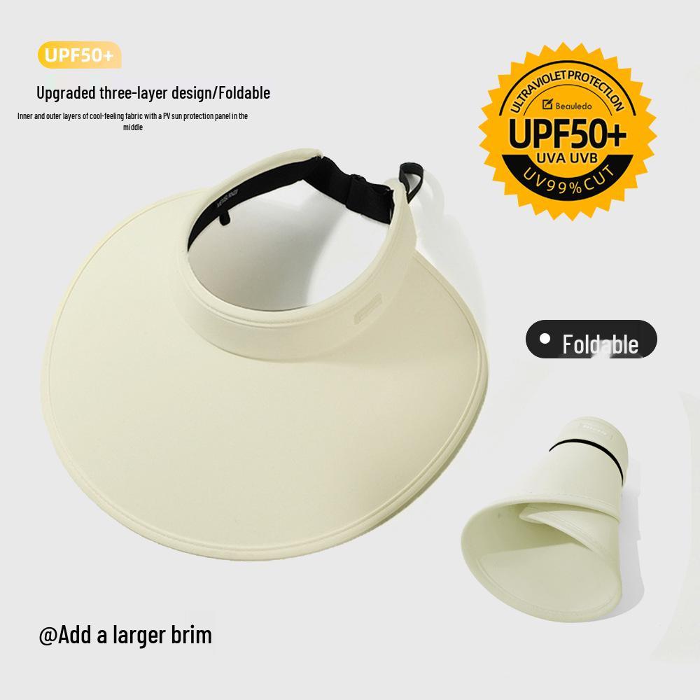 Dámsky skladací letný klobúk so širokou strieškou na ochranu pred UV žiarením s krytom na tvár.