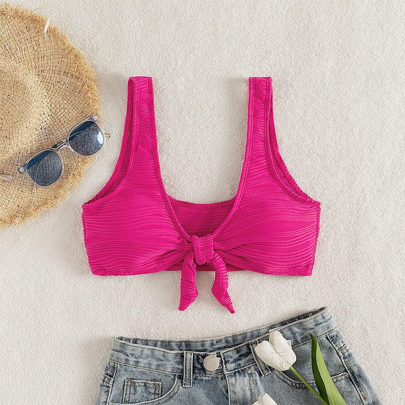 TS JYL-BK187 Print Three-Piece Bikini, Mesh Sun Protection Swimwear S