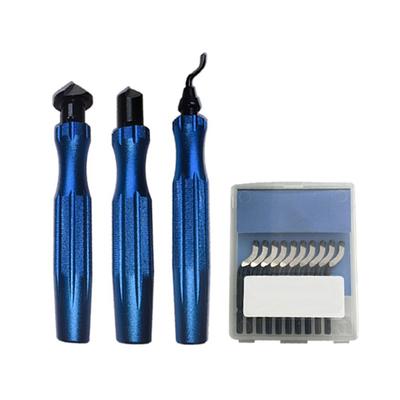 Deburring Tool Kits Metal Handle Chamfer Tool for Resin Aluminum Brass Plastic Pipe Tube Hole 3D Art with 10Pcs Blades