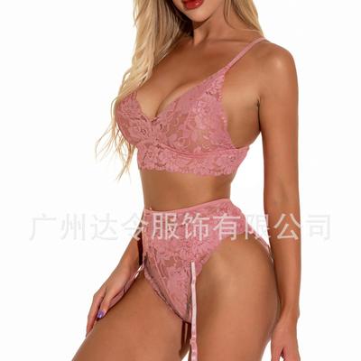 Summer Burst Lace Sexy Underwear Two-piece Set Women's Perspective Wear