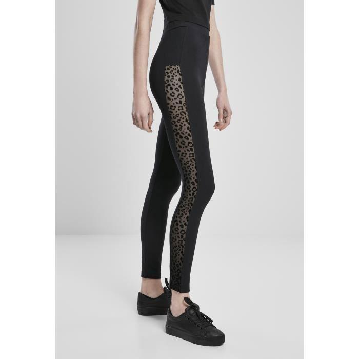 Legging Femme - Urban Classics - Flock Lace Stripe - Noir - Grandes Tailles