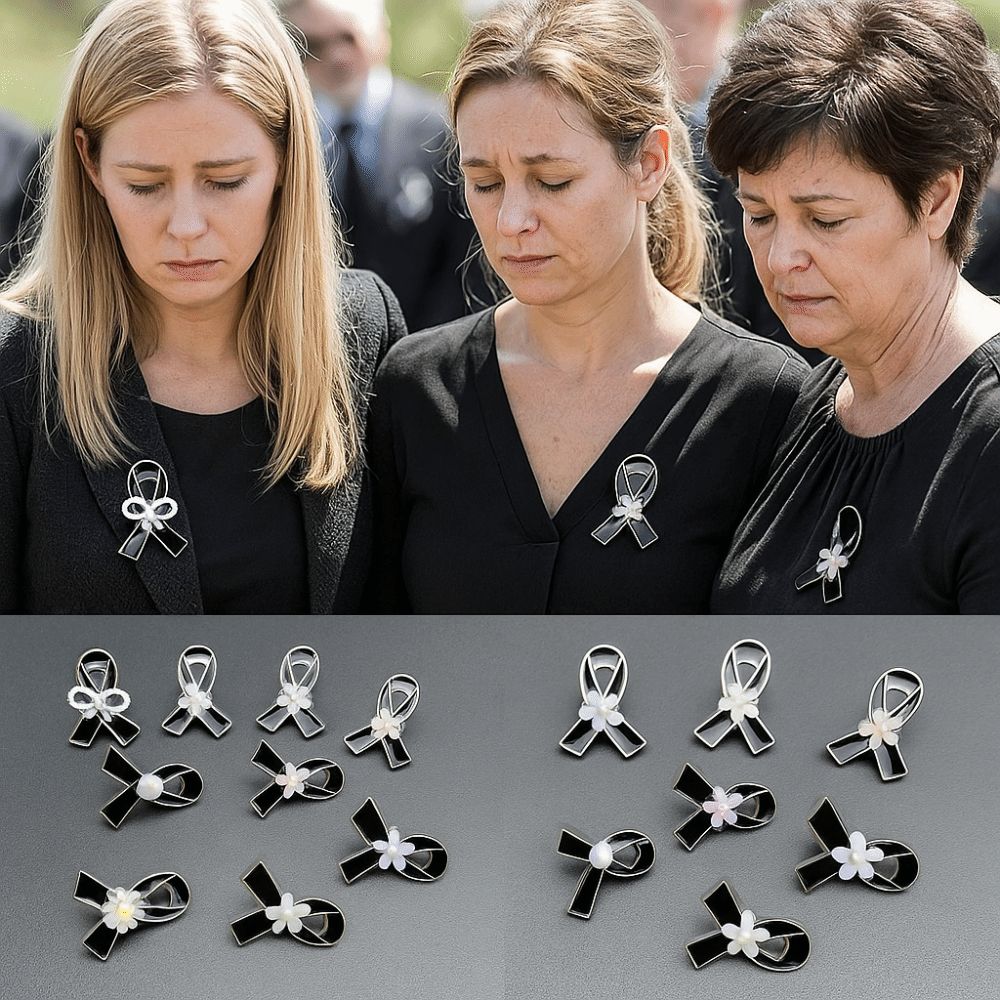 Portable Memorial Black Ribbon Brooch Souvenir Black Black Badge Pin Queen Mother Ribbon Bow Pin For Funerals and Mourning