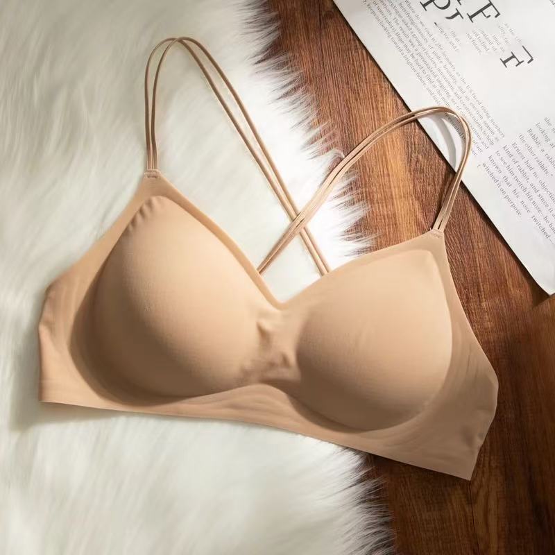 Liquid foundation cross beautiful back women's summer thin anti-sagging invisible seamless big halter bra