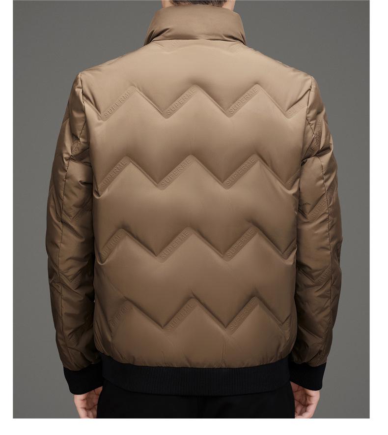 Pánská zimní péřová bunda se stojáčkem - Trendy, Univerzální, Ležérní krátká bílá kachní péřová bunda ve stylu pro táty