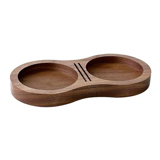 Aufbewahrungsregal für Kaffeewerkzeuge Nussbaumholz 8-förmiges Design Kompatibel mit 51mm 58mm Tampern Pulververteilern Stabile aufrechte Halterung Kaffeezubehör