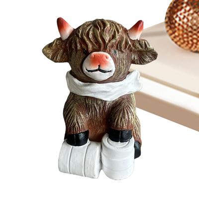 Highland Cow Shower Bathroom Figurine Crafts Resin Cattle Ornament Small Cow Statue Decorations Gifts For Bedroom Bookshelves