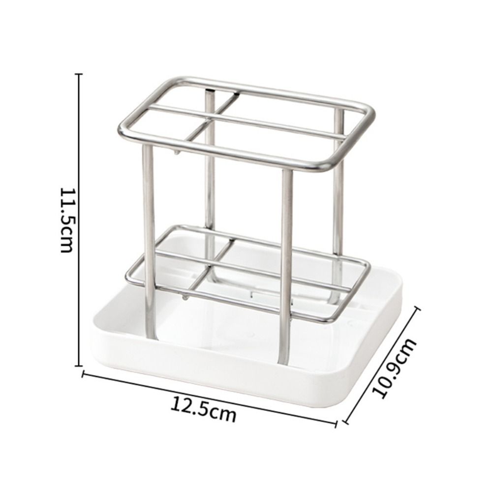 Simple Stainless Steel Toothbrush Holder with Tray Multi-functional Washbasin Storage Rack Drainage Storage Box Home