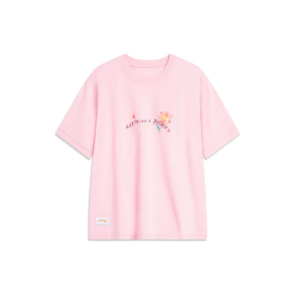 Li Ning Sports Life Kollektion Oversize-Ärmel T-Shirt Damen Ying Pink AHST488-6