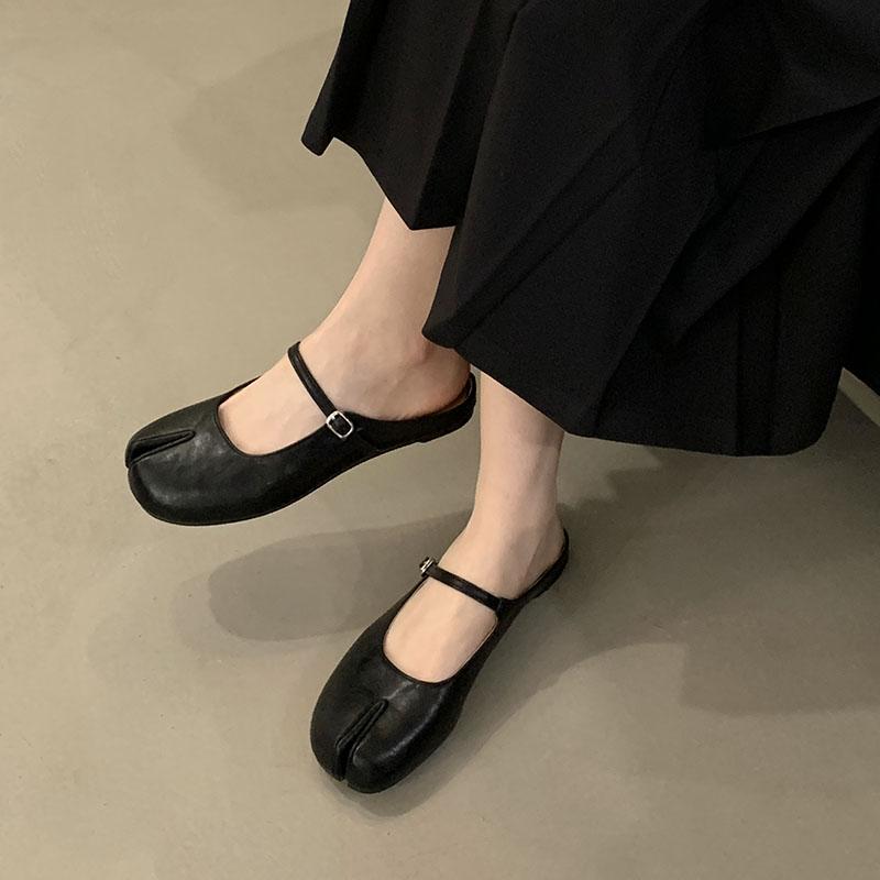 Fashion Fashion Buckle Strap Shallow Women Mary Janes Flats Shoes Strange Toe Footwear Soft Ladies Flats Lolita Shoes Female Slides