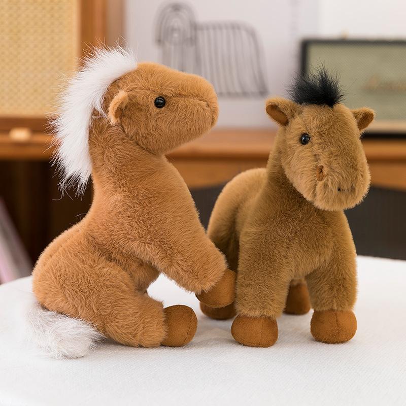 Cute Simulation Horse Plush Toy Grassland Activity Gift Children's Soothing Doll Temple Fair Ornament
