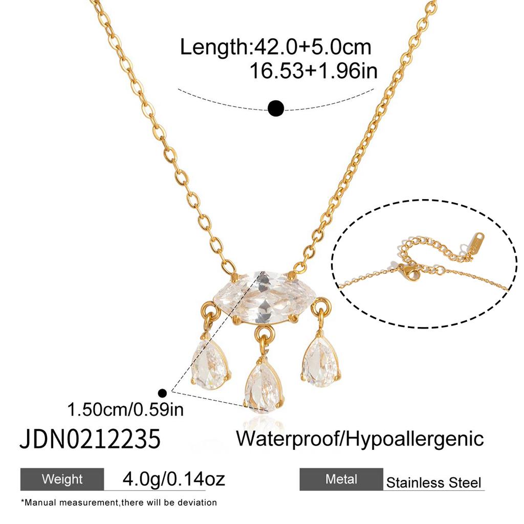 Youthway Water Drop Horse Eye Shape Zircon Pendant Necklace For Women 18K Gold Plated Stainless Steel Necklace Fashion Jewelry