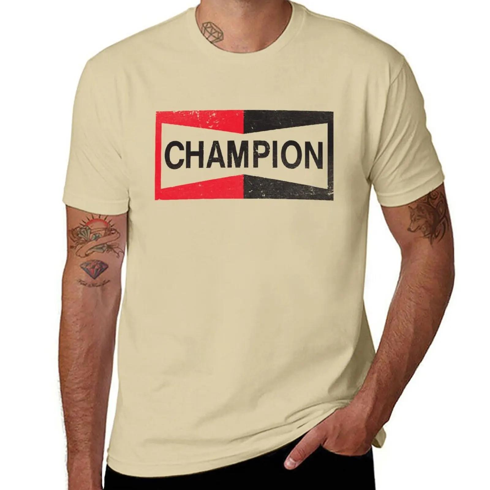 GUOYAN TOP Zomer Tops T-shirt Korte Mouw Getailleerde T-shirts voor Mannen Nieuw CHAMPION - Bougie Retro Verweerd Embleem - Cl T-shirt Katoen M