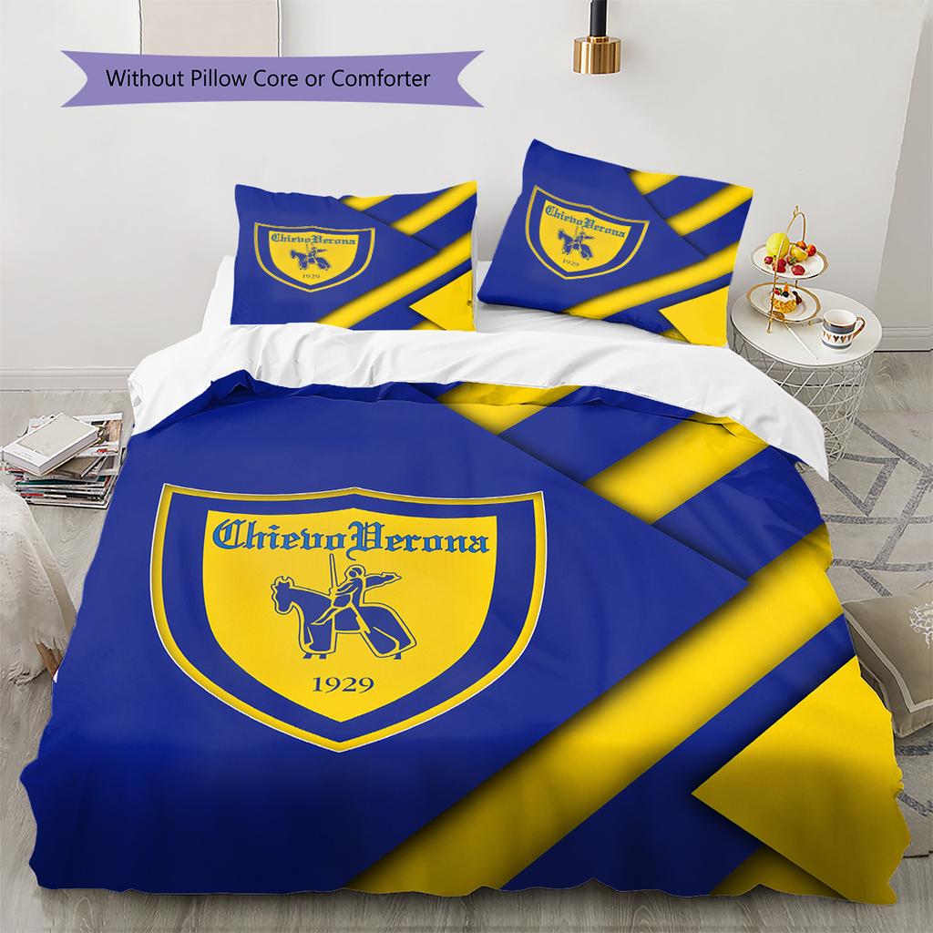 Hellas Verona FC Pattern Bedding Quilt Set Home Decoration Gift (1 * duvet cover + 2 * pillowcase without core)