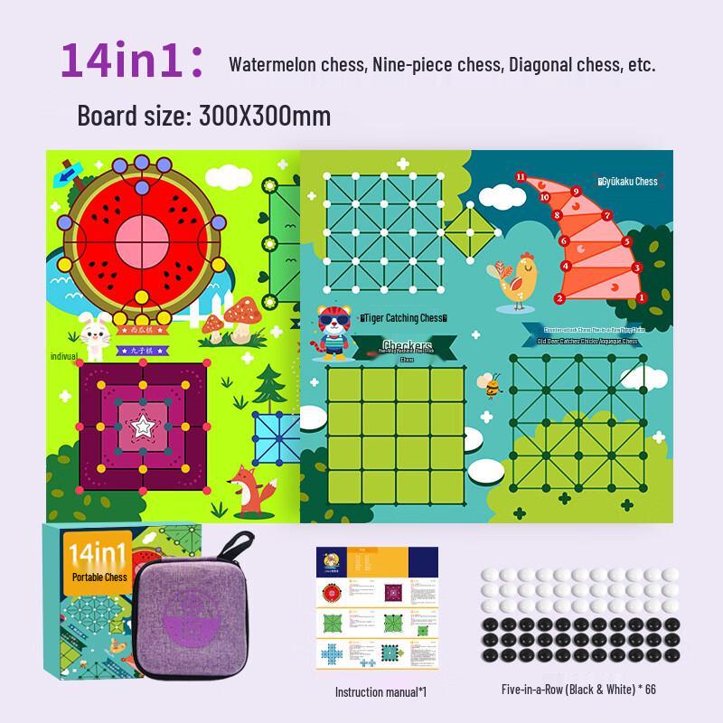 Portable 14-in-1 Kids Educational Board Game Set