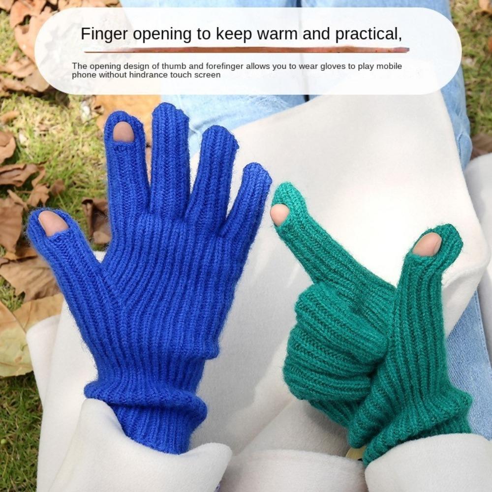 

Новые теплые однотонные шерстяные перчатки с сенсорным экраном и длинными пальцами, рабочие перчатки, вязаные перчатки