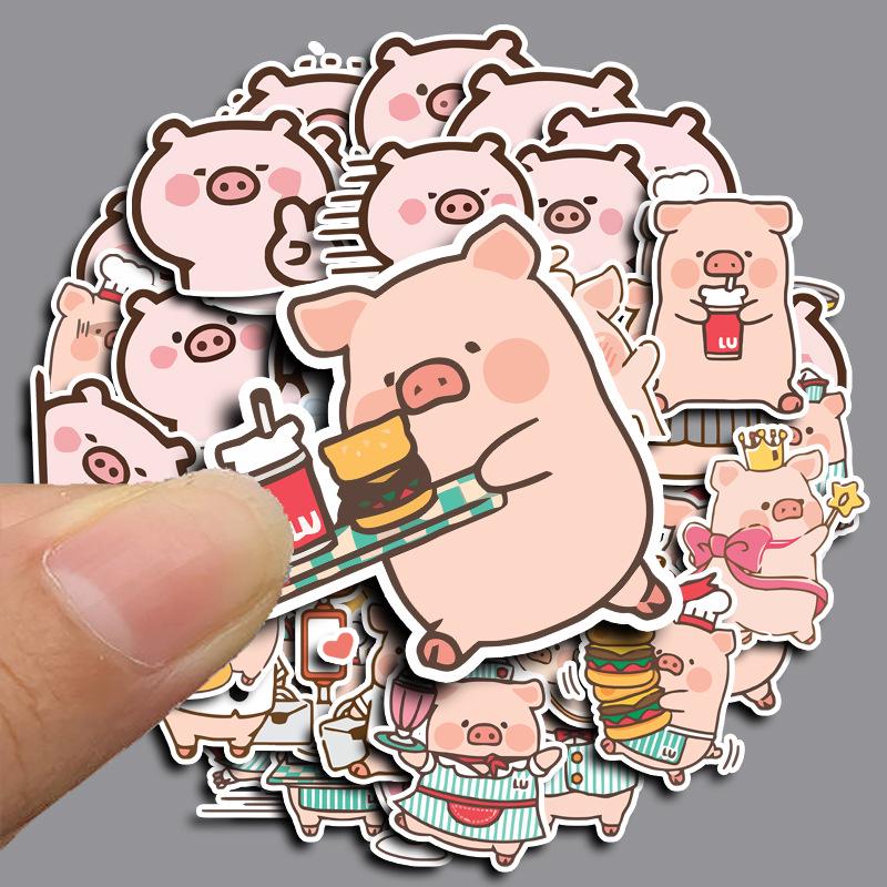 Lulu Pig Graffiti Stickers: 40 Cute Korean Cartoon Waterproof Sheets for DIY Decoration