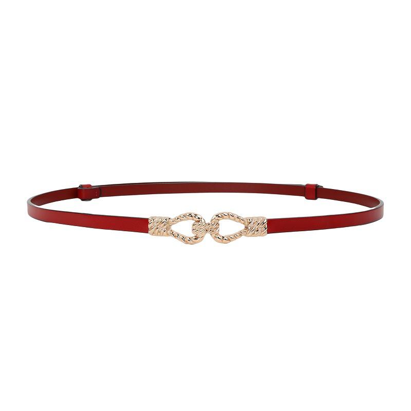 Women s Genuine Leather Thin Waist Belt, Fashionable & Versatile Accessory for Dresses and Sweaters красный
