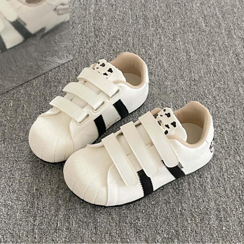 Versatile women's new embroidered thin-soled autumn sports shoes Velcro Dexun shoes