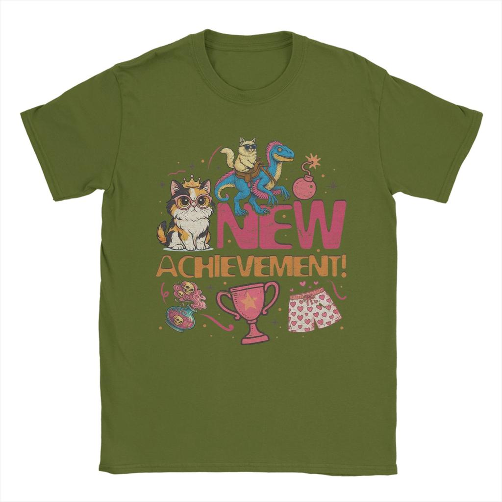 Men TShirts New Achievement Dungeon Crawler Carl Novelty Cotton Tee Shirt Short Sleeve T Shirt O Neck Tops 6XL