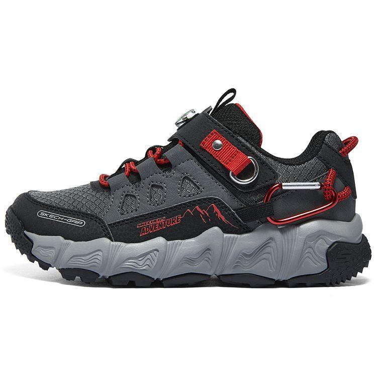 Skechers Velocitrek Boys Comfortable Versatile Shock Absorbing Low Top Outdoor Shoes Kids sneakers Black Red 406433L-BKRD 28.5
