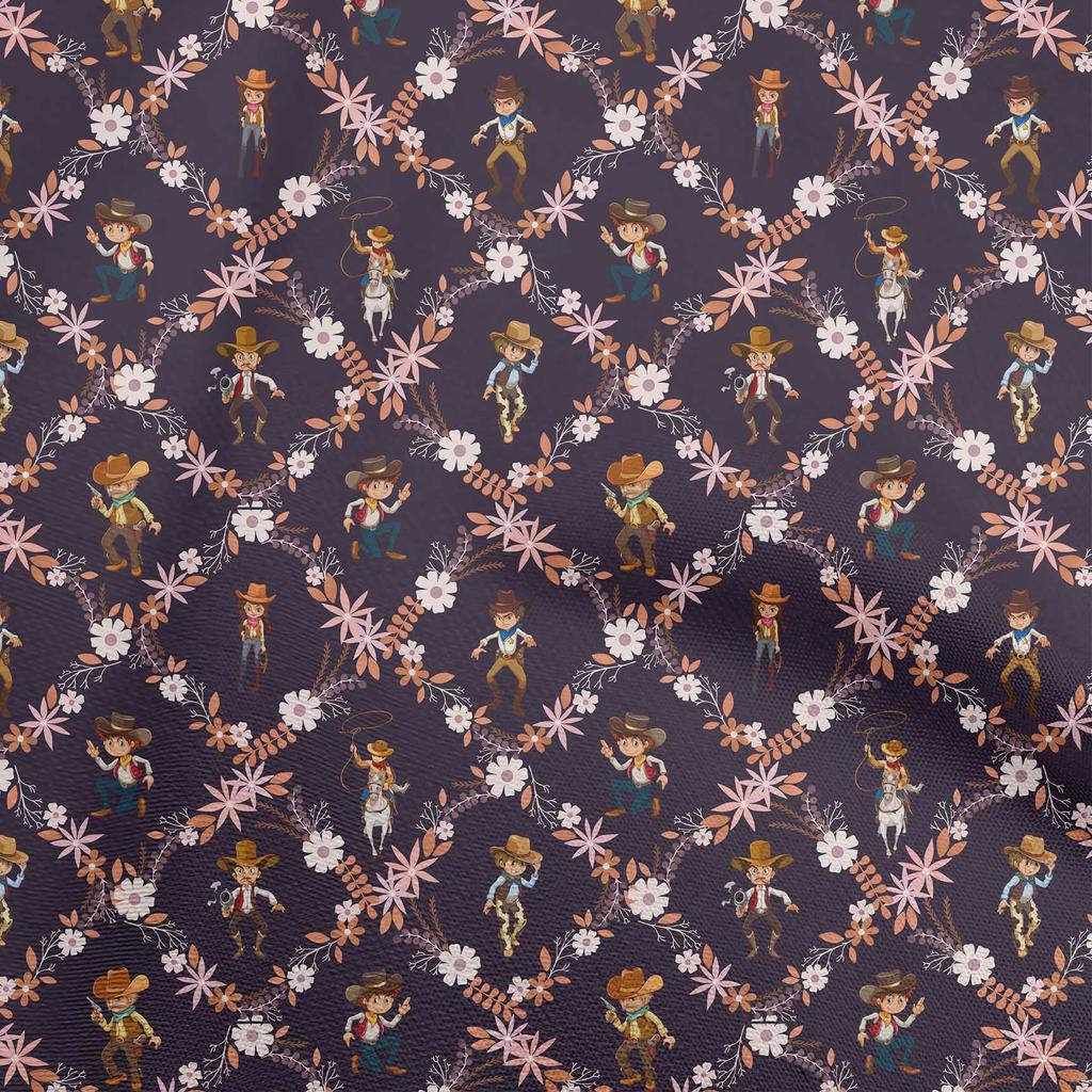 oneOone Cotton Poplin Brown Fabric Cowboy Sewing Craft Projects Fabric Prints By Yard 42 Inch