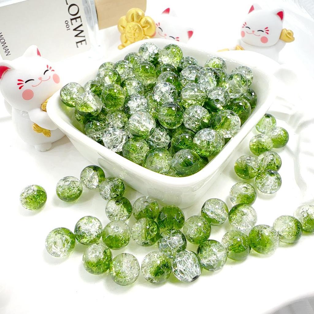 10mm Crackle Glass Round Beads, Loose Spacer Beads DIY Accessories for Bracelet Making 50pcs