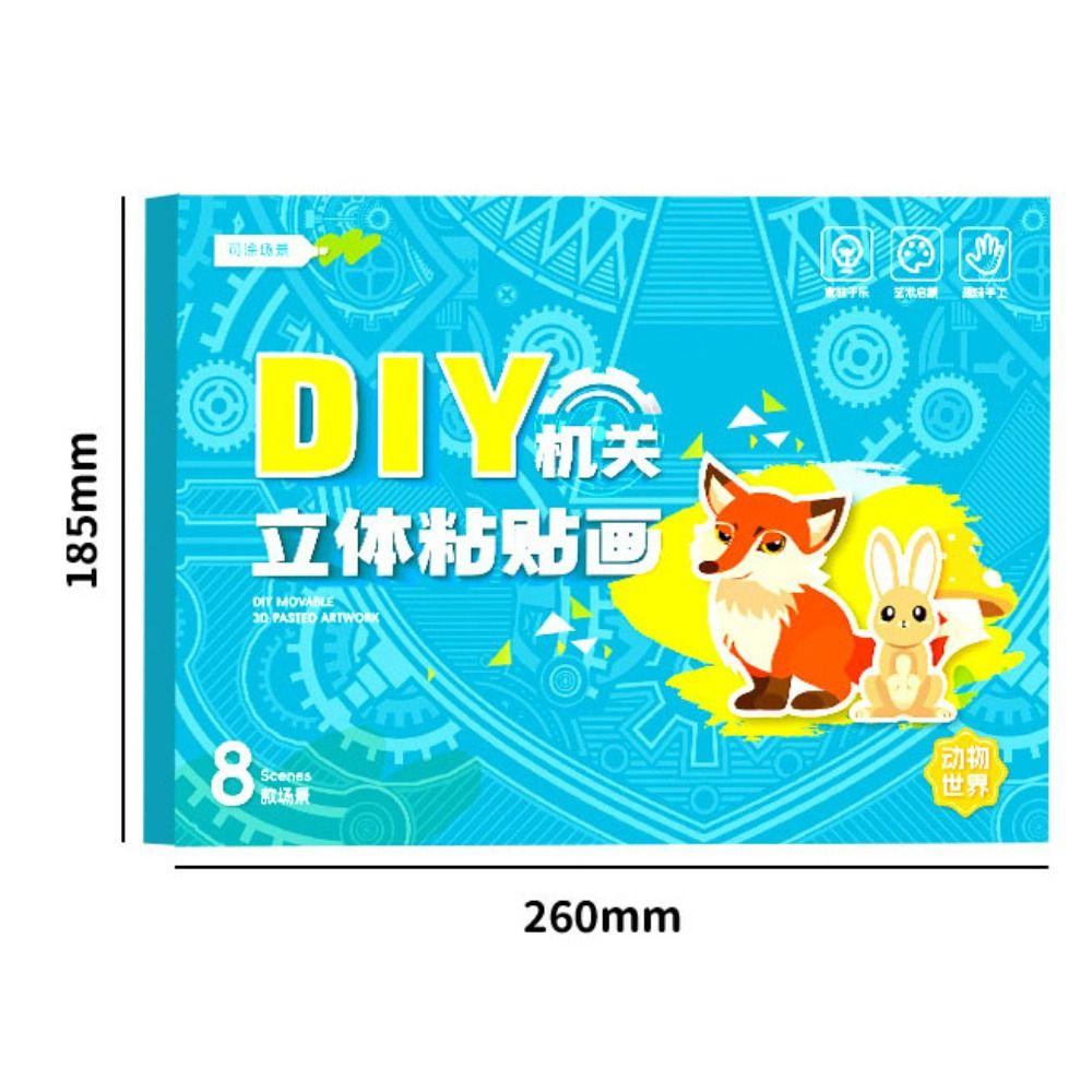 Paper DIY Paste Material Kit Educational Toys Animals Sticker Book  Birthday Gift