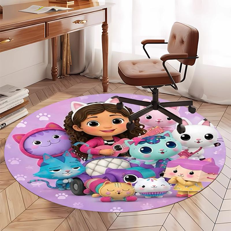 Gabby's Poppenhuis Bedrukte Ronde Vloerkleed Tapijt Stoelkleed Gebiedskleed Entree Deurmatten, voor Kantoorstoel Woonkamer Slaapkamer Keuken.