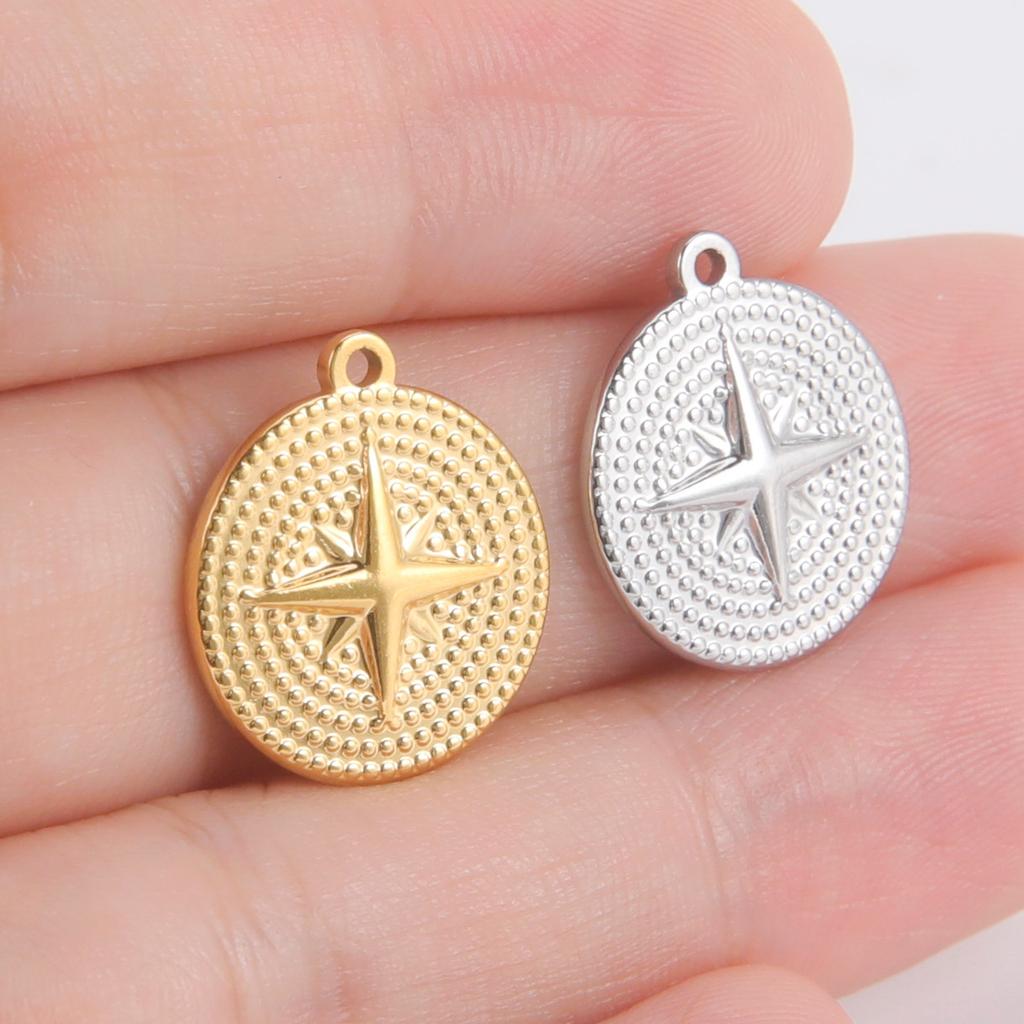 Teamer 5pcs North Star Sun Stainless Steel Charms for Jewelry Fashion Mini Pendant Charm DIY Jewelry Making Supplies wholesale