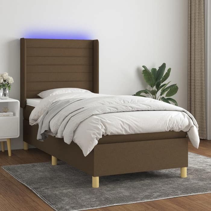 VidaXL Sommier à Lattes de Lit avec Matelas et LED, Lit Rembourré, Lit Simple, Lit Adulte de Chambre à Coucher Intérieur, 3138936