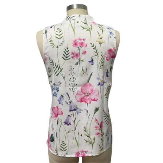 Damska koszulka z kwiatowym nadrukiem, dekoltem w szpic, bez rękawów, swetrem średniej długości, miękka, damska kamizelka w dużych rozmiarach, odzież damska