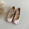 Sheepskin version~ Small inner height increase rhinestone ballet shoes women's shallow mouth single shoes bow Mary Jane shoes