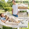 Double Hammock 2 Person Swing Bed with Spreader Bars, Pillows, Pad, 200 x 140cm, Cream White