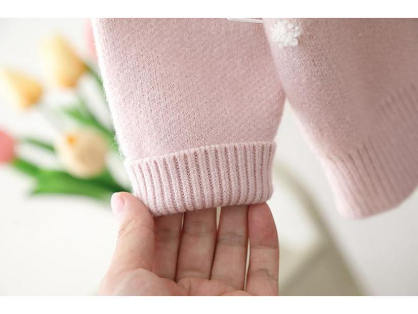 Fashionable Girls' Korean Style Knitted Cardigan Sweater - Autumn/Winter Lotus Root Color