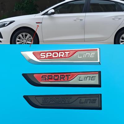 1Pair 3D Metal SPORT LINE Car Badge Side Fender Rear Trunk Badge Sticker for All Cars New High-Quality Car Accessories