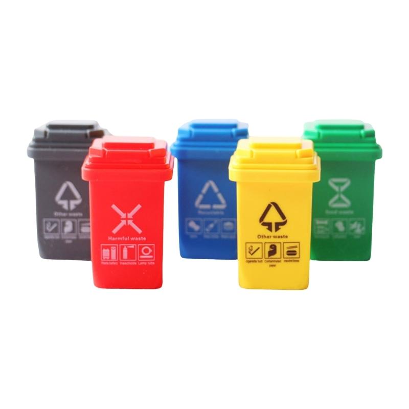 5pc Miniature Trash Bins for Dollhouses Cleaning Props Interior Design Model Furniture Accessories