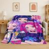 Kpop Demon Hunter Rumi Mira Zoey Cartoon Group Flannel Blanket Soft Warm Throw Blanket for Bedroom Living Room Bed Travel Gift