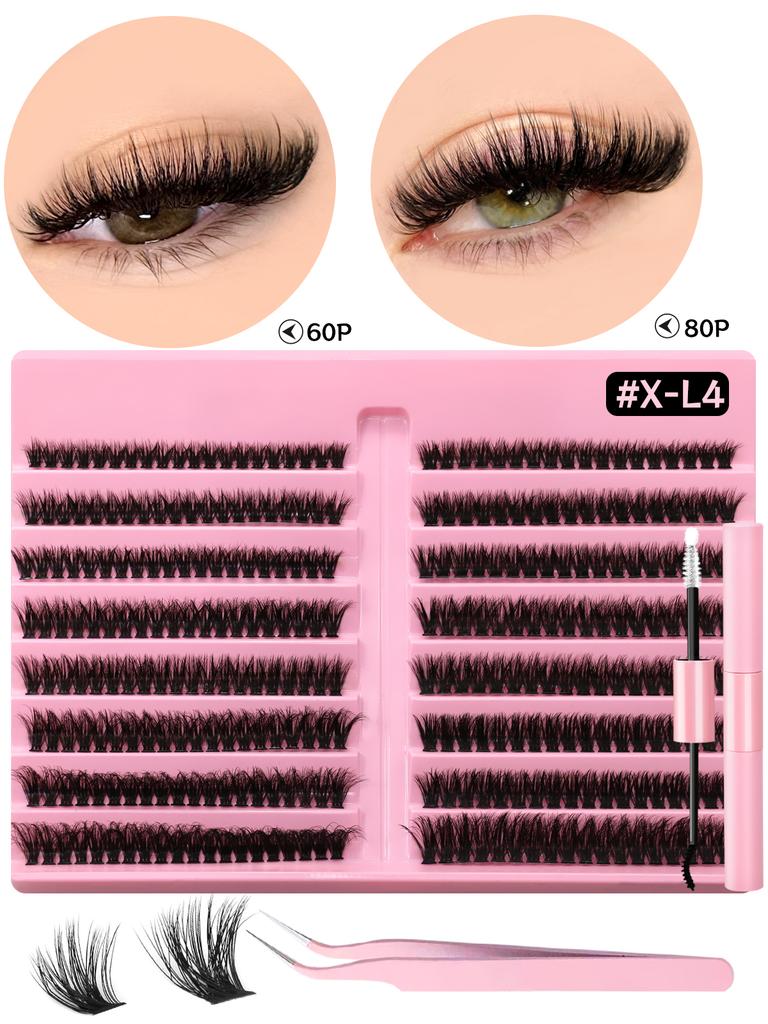 Xiaomi GROINNEYA Eyelash Clusters Kit Lash Clusters Wispy Natural DIY Lashes Clusters with Bottom Waterproof Bond and Seal Tweezers