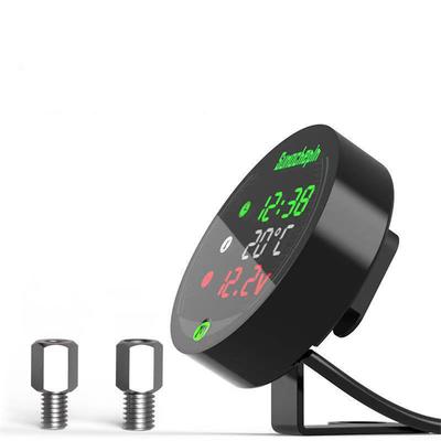 Wodoodporny 9-24V 5-w-1 Woltomierz Motocyklowy Zegar Termometr Ładowarka USB