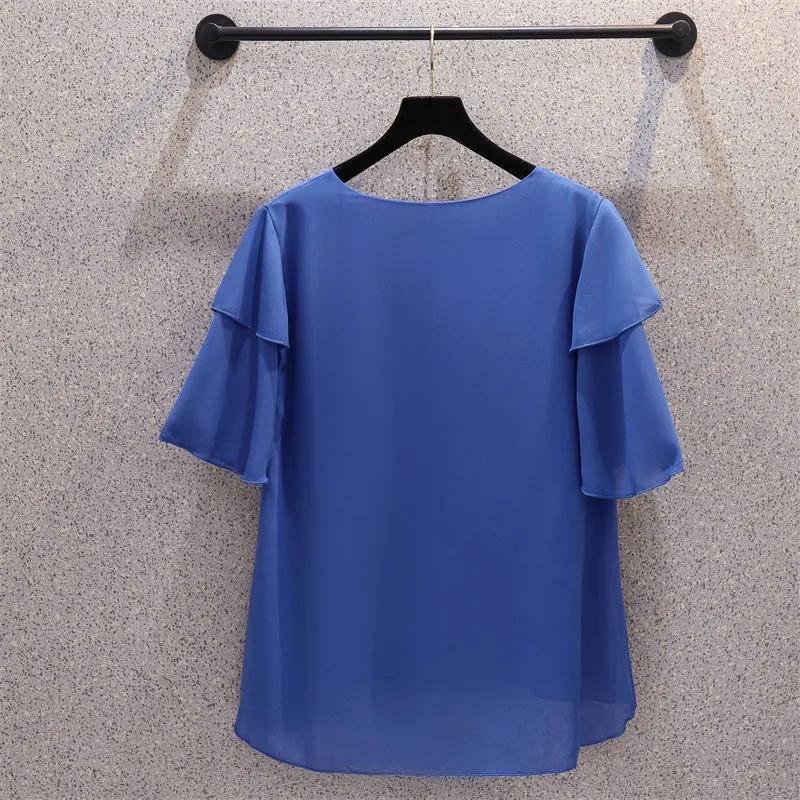 T-shirt Women Versatile Summer Casual Large Size Loose V Neck Pullover Short-sleeved Tops