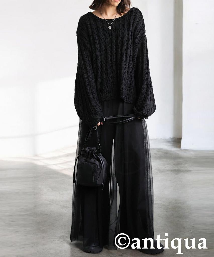 antiqua Long Short One Size Black Women's Low-Gauge Knit, Sleeve, Length, PN-00525, 05,