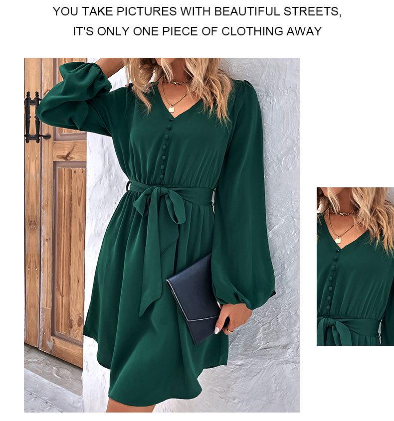 Robe 2025 Printemps Femme Manches Bouffantes à Lacets – Style Européen & Américain